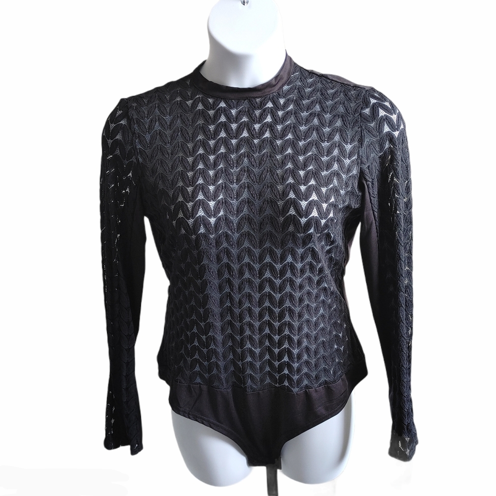 NWOT Junior Plus Black Stretchy See-thru Bodysuit